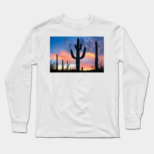 Saguaro Sunset Joshua Tree National Park Long Sleeve T-Shirt